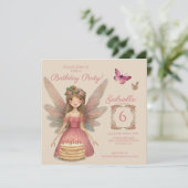 Roze Fairy Meisjes Verjaardag Kaart (Staand voorkant)