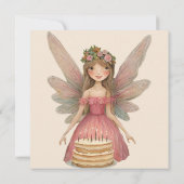 Roze Fairy Meisjes Verjaardag Kaart (Achterkant)