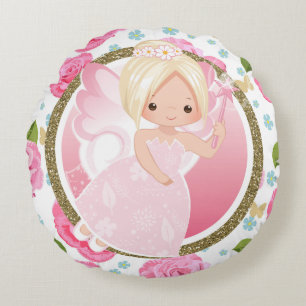 Roze Fairy met Rozen Girly Sierkussen Rond Kussen