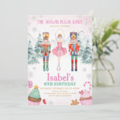 Roze Fairy Notenkraker Verjaardag Winter Kaart (Staand voorkant)