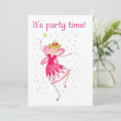 Roze Fairy Party uitnodiging (Staand voorkant)