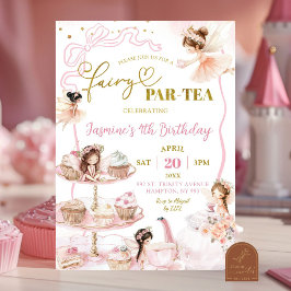 Roze Fairy Tea Party Uitnodiging
