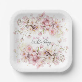 Roze Fairy Verjaardagspapier Borden Papieren Bordje