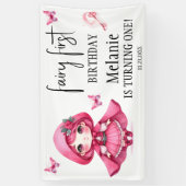 Roze Fairy Vlinders Magic Wand Eerste Verjaardag Spandoek (Verticaal)