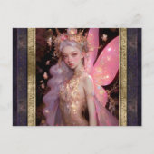 Roze Fairy Vrouw Fantasy Kunst Briefkaart (Voorkant)
