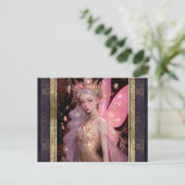 Roze Fairy Vrouw Fantasy Kunst Briefkaart (Staand voorkant)