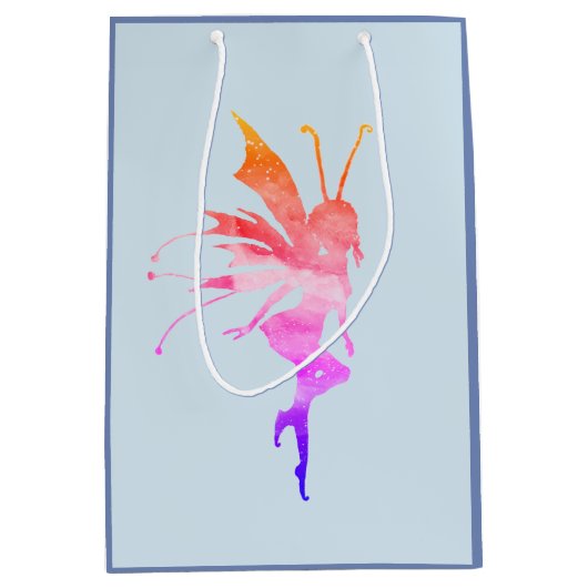 Roze Fairy waterverf kunst op maat geschenk tas Medium Cadeauzakje (Voorkant)