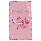 Roze Fairy Waterverf Tekening Custom Gift Bag Klein Cadeauzakje (Achterkant)