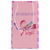 Roze Fairy Waterverf Tekening Custom Gift Bag Klein Cadeauzakje (Voorkant)