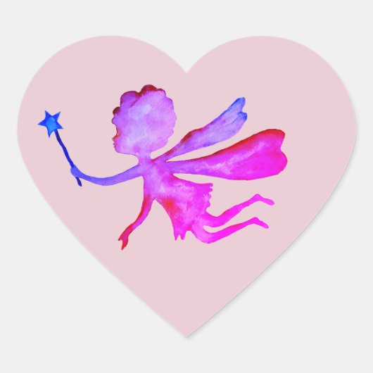 Roze Fairy Waterverf Tekening Star Stickers (Voorkant)