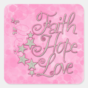 Roze Faith Hope Butterflies Stars Virtuals Vierkante Sticker