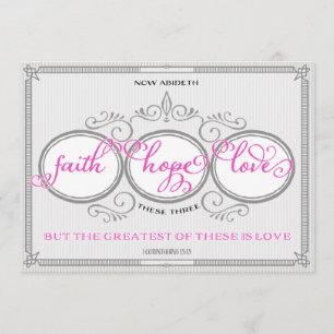 Roze Faith Hope Love Weddenation Kaart