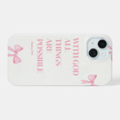 Roze Faith Over Fear iPhone hoesje 15 Case (Achterkant horizontaal)
