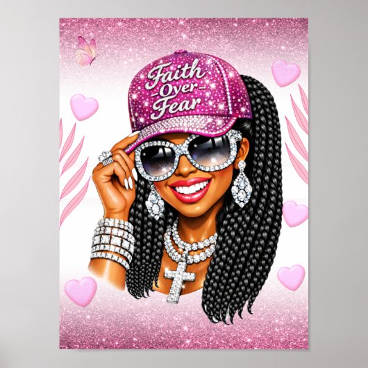 Roze 'Faith Over Fear'-poster Poster (Voorkant)