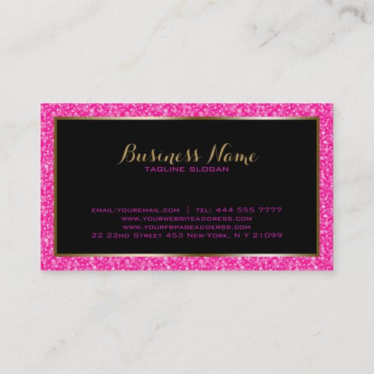 Roze Fake Glitter Goud Accenten Visitekaartje (Achterkant)