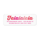 Roze Falalalala Bold Script Modern Vakantieadres Etiket (Voorkant)