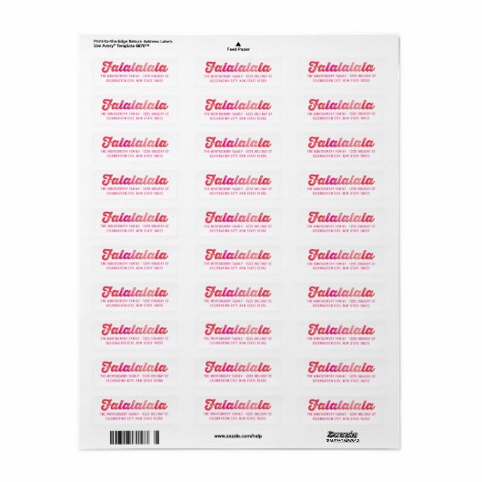 Roze Falalalala Bold Script Modern Vakantieadres Etiket (Full Sheet)