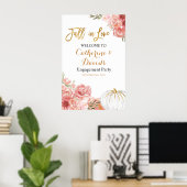 Roze Fall in Love-verlovingsfeest welkomstbord Poster (Thuiskantoor)