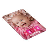 Roze familie Birthday Custom Flexible Photo Magnet Magneet (Rechterzijde)
