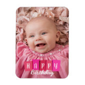 Roze familie Birthday Custom Flexible Photo Magnet Magneet (Verticaal)