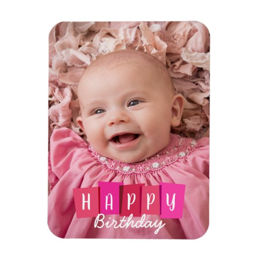 Roze familie Birthday Custom Flexible Photo Magnet Magneet (Verticaal)