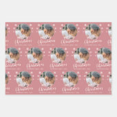 Roze familie Foto Snowflake Merry Kerstry Inpakpapier Vel (Voorkant)