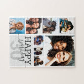 Roze familie vrienden Foto Collage Happy Birthday Legpuzzel (Horizontaal)
