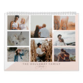 Roze familiemonogram: zwart 20 fotocollage kalender (Hoes)