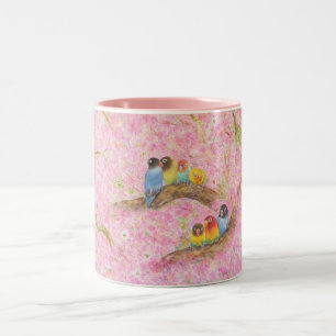 Roze familiespiegels tweekleurige koffiemok
