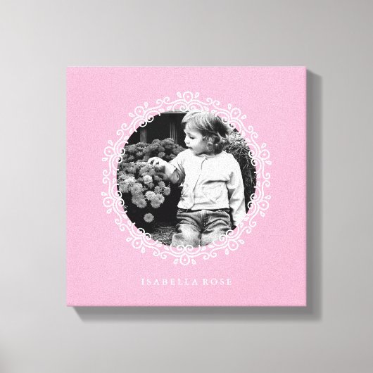 Roze Fancy decoratief Lijst Foto Canvas Afdruk (Voorkant)