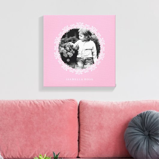 Roze Fancy decoratief Lijst Foto Canvas Afdruk (Insitu (Woonkamer))