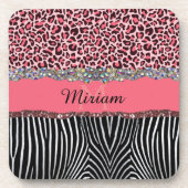 Roze Fancy Glitter Girly Leopard Print Elegant Bier Onderzetter (Voorkant)