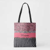 Roze Fancy Glitter Girly Leopard Print Elegant Tote Bag (Voorkant)