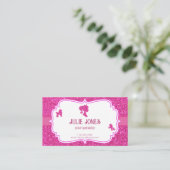 Roze Fancy glitter sparkle pop persoonlijke kaart Visitekaartje (Staand voorkant)