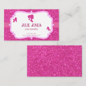 Roze Fancy glitter sparkle pop persoonlijke kaart Visitekaartje (Voorkant / Achterkant)