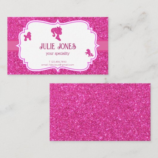 Roze Fancy glitter sparkle pop persoonlijke kaart Visitekaartje (Voorkant / Achterkant)