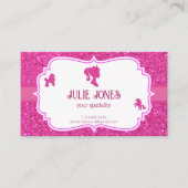 Roze Fancy glitter sparkle pop persoonlijke kaart Visitekaartje (Voorkant)