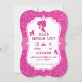 Roze fancy glitters schitterende pop geboortedag  kaart (Voorkant)