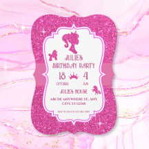 Roze fancy glitters schitterende pop geboortedag 