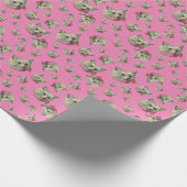 Roze Fancy kat Cadeaupapier (Hoek)