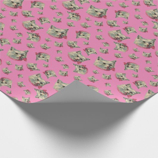 Roze Fancy kat Cadeaupapier (Hoek)