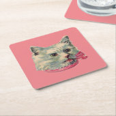 Roze Fancy kattenpapier Onderzetter (Schuin)