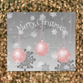 Roze Fancy Kerst Ornament Fleece Deken