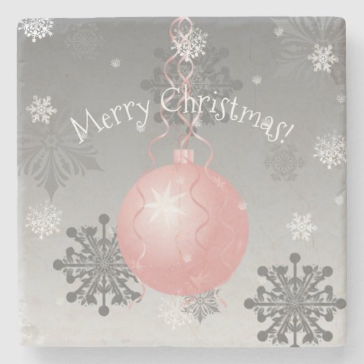 Roze Fancy kerstboomsteen Onderzetter (Voorkant)