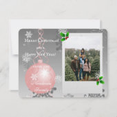 Roze Fancy kerstfeestdag fotokaart Feestdagenkaart (Voorkant)