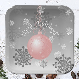 Roze Fancy kerstpapier Bord