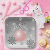 Roze Fancy kerstpapier Bord (Feest)