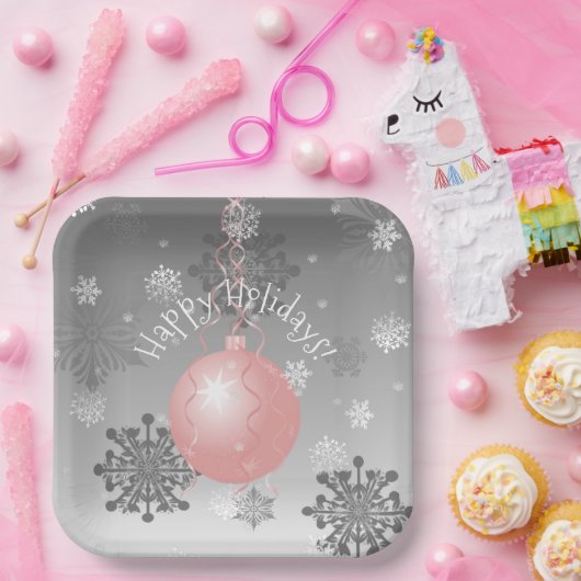 Roze Fancy kerstpapier Bord (Feest)