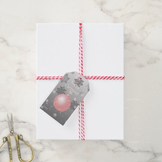 Roze Fancy kerstsierbeker Label Cadeaulabel (Met Touw)