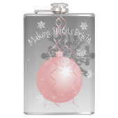 Roze Fancy kerstsierfles Heupfles (Voorkant)